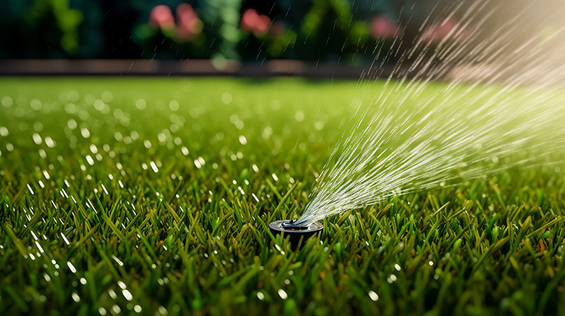 Watering the lawn